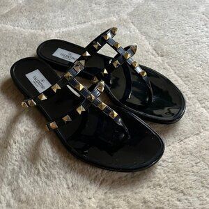 Valentino Rockstud Jelly Flat Sandals